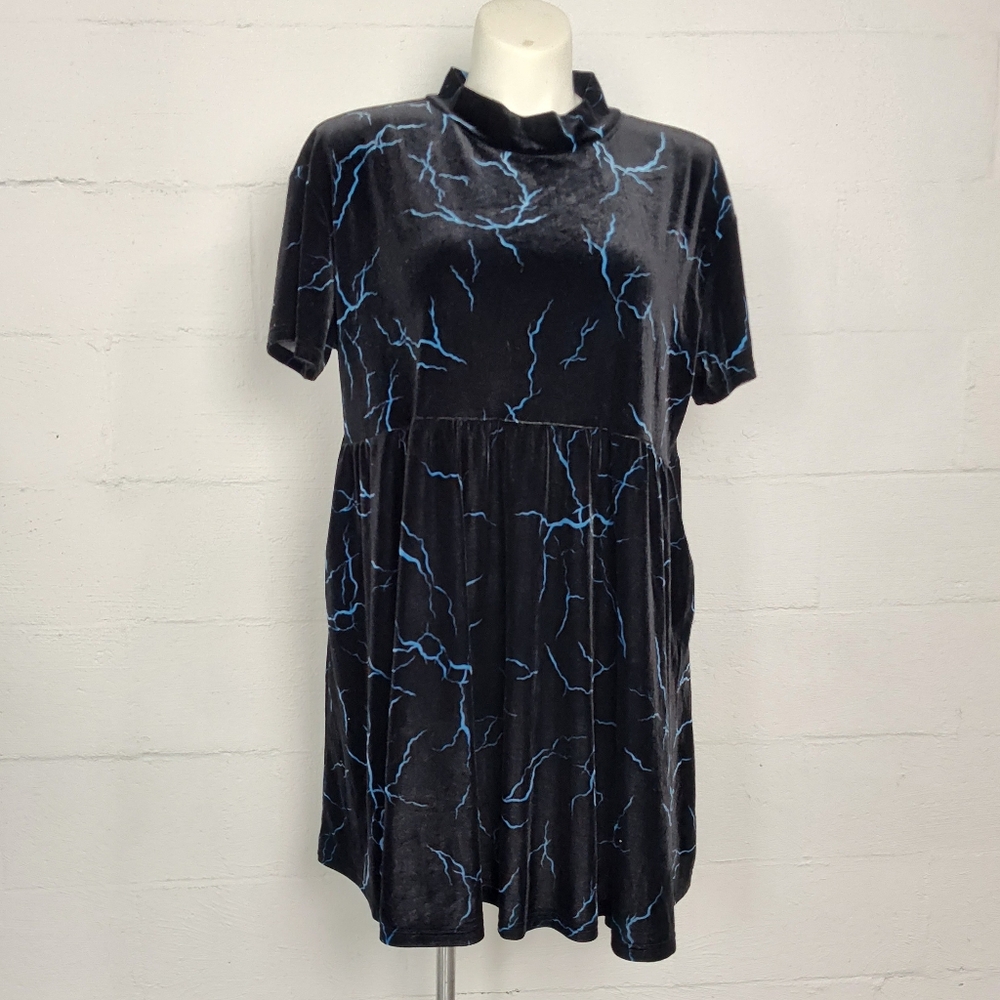 Black Friday Velvet Lightning Babydoll Dress